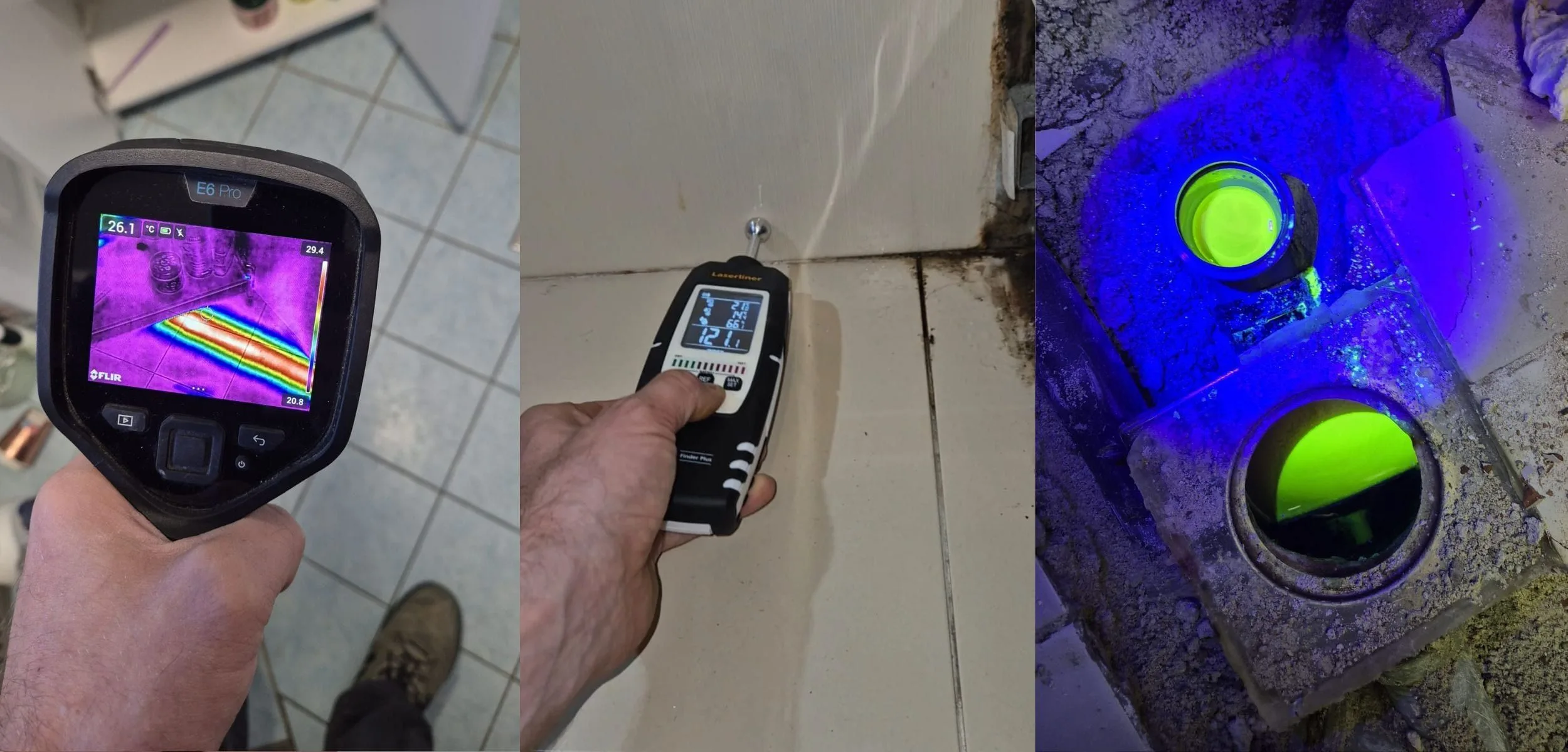 FLIR termovizijska kamera, digitaln vlagomjer i uranin test kit za profesionalnu detekciju curenja vode u Zagrebu