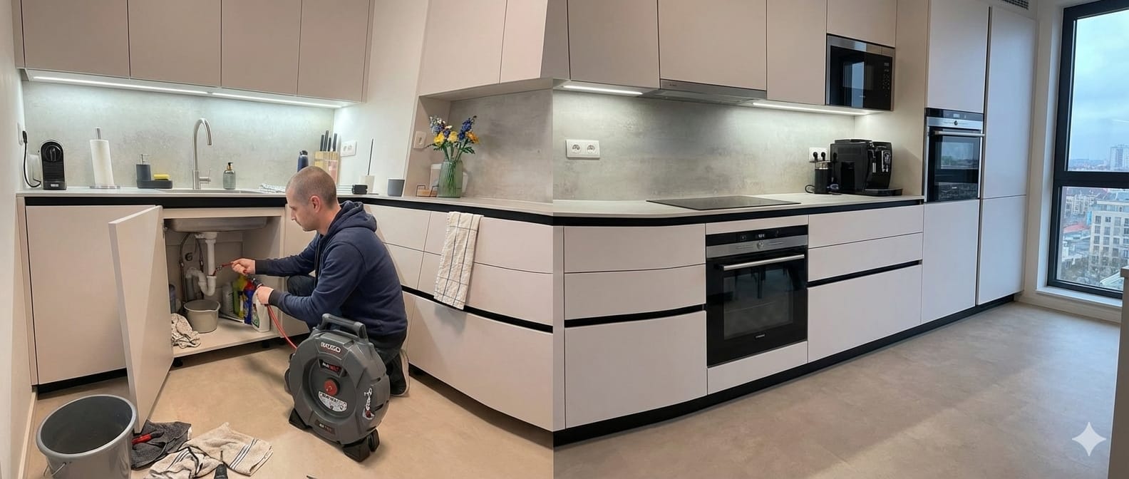 Vodoinstalater koristi spiralu za strojno odštopavanje začepljenog odvoda